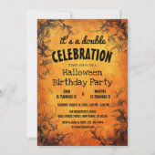 Halloween dubbel verjaardagsfeest kaart (Voorkant)