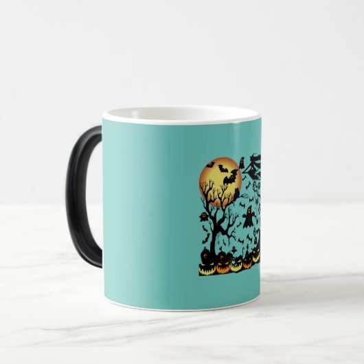 Halloween dubbelblind en moeilijk oplosbaar magische mok (Voorkant links)