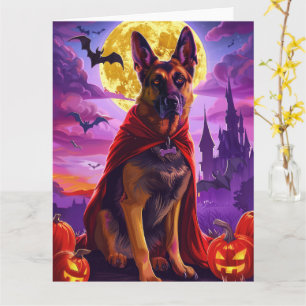 Halloween Duitse Herdershond Vampier Pompoenen Eng Kaart