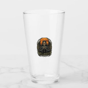 Halloween Duivel Nonnenkroon Vleugels Oranje Maan_ Glas
