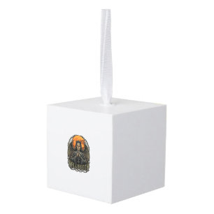 Halloween Duivel Nonnenkroon Vleugels Oranje Maan_ Kubus Ornament
