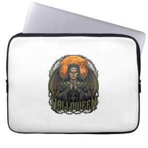 Halloween Duivel Nonnenkroon Vleugels Oranje Maan_ Laptop Sleeve