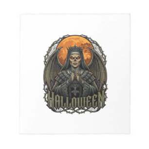 Halloween Duivel Nonnenkroon Vleugels Oranje Maan_ Notitieblok