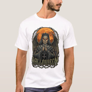 Halloween Duivel Nonnenkroon Vleugels Oranje Maan_ T-shirt
