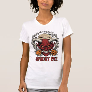 Halloween Duivel T-shirt met Vintage Gravure Pompo
