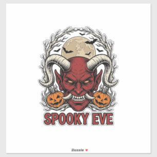 Halloween Duivel T-shirt met Vintage Gravure Pompo Sticker