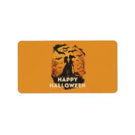 Halloween-Duo im Mondlicht Etiket