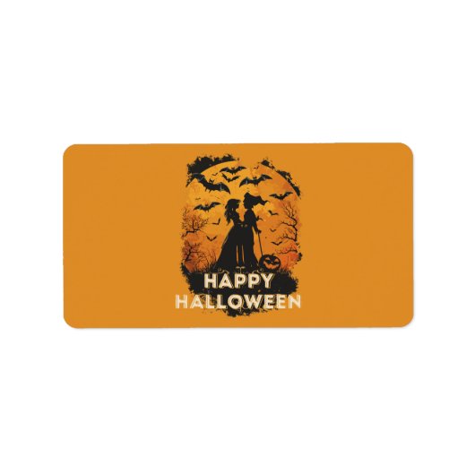 Halloween-Duo im Mondlicht Etiket (Voorkant)