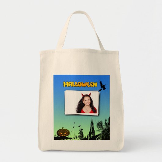 Halloween Dusk met heks Add Photo Lijst Tote Bag (Voorkant)