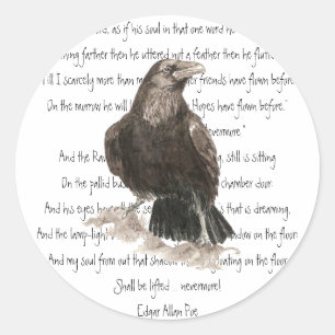 Halloween, Edgar Allen Poe, Raven, Nevermore Ronde Sticker