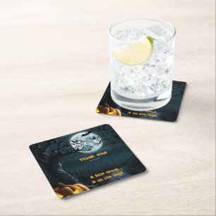 Halloween een beetje spook pompoen Baby shower Vierkante Kartonnen Onderzetter