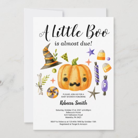 Halloween een Little Boo Pumpkin Baby shower Kaart (Voorkant)