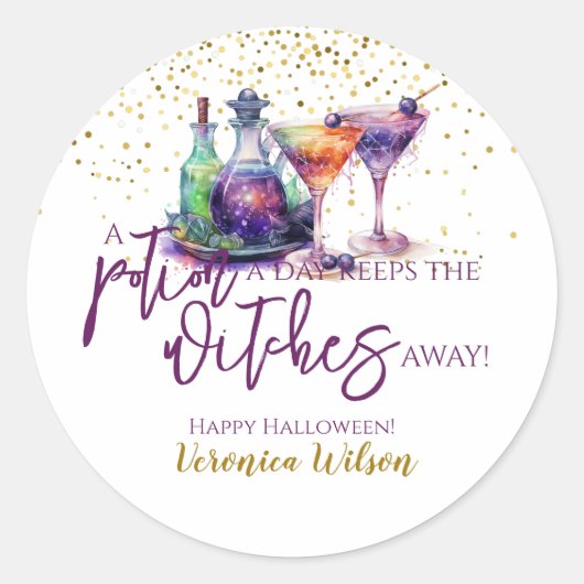 Halloween Een Potion Een Dag Grappig Ronde Sticker (Voorkant)