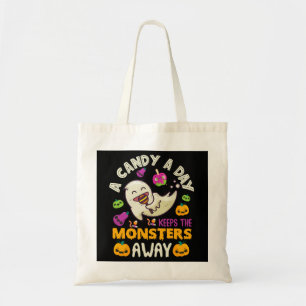Halloween een Snoep per dag houdt de monsters weg Tote Bag