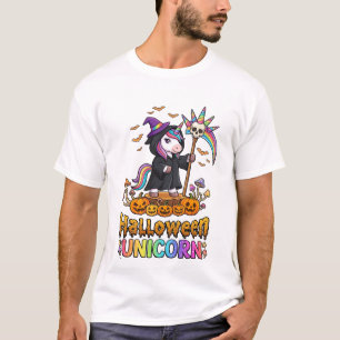 Halloween Eenhoorn Heksenhoed Pompoenen T-shirt