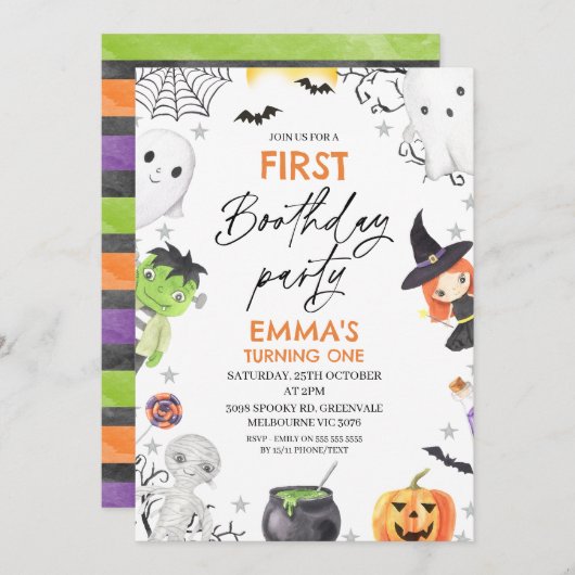 Halloween Eerste verjaardagsfeestje 1e verjaardag Kaart (Voorkant / Achterkant)