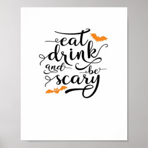 Halloween Eet, Drink En Wees Bang Retro Klassieker Poster