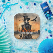 Halloween eet Drink en wees eng vogelverschrikker Papieren Bordje (Feest)