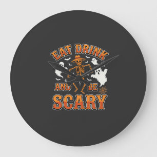 Halloween Eet Drink Wees Eng Geest Ontwerp_1 Grote Klok