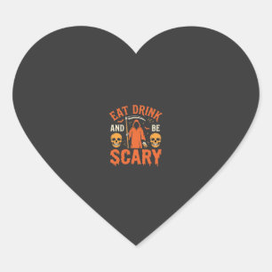 Halloween Eet Drink Wees Schrikwekkend Oogst Desig Hart Sticker