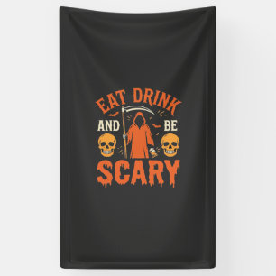 Halloween Eet Drink Wees Schrikwekkend Oogst Desig Spandoek