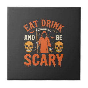 Halloween Eet Drink Wees Schrikwekkend Oogst Desig Tegeltje