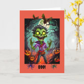 Halloween éffrayant, 5" x 7" Carte de voeux pliée (Fleur jaune)