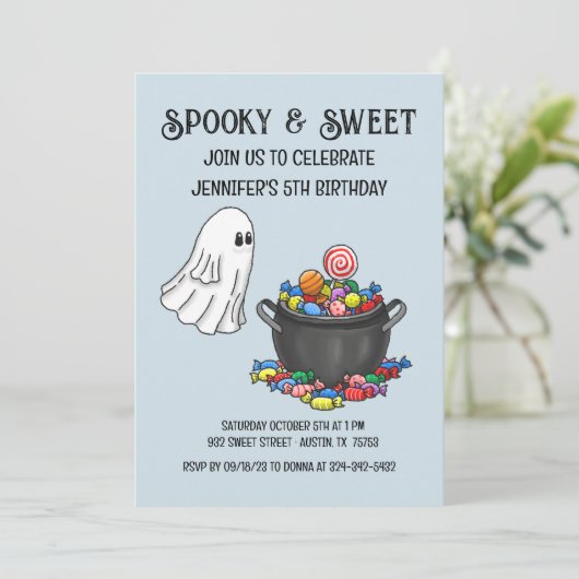 Halloween éffrayant et doux Invitation d'anniversa (Debout devant)