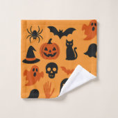Halloween éffrayant - Trick noir et orange (Gant de toilette)