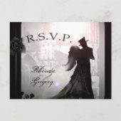 Halloween Elegant Lovers Zwart MENU Matching RSVP (Voorkant)