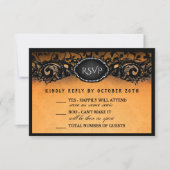 Halloween Elegant Orange Noir 3.5x5 Mariage RSVP (Devant)
