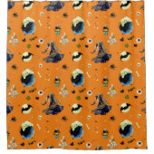 Halloween Elements op Sinaasappel Douchegordijn (Voorkant)