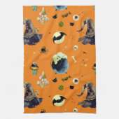 Halloween Elements op Sinaasappel Theedoek (Verticaal)