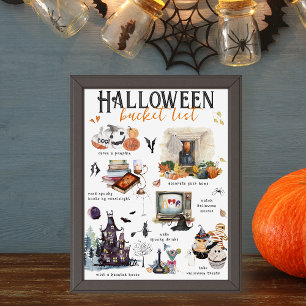 Halloween Emmerlijst Watercolor Illustraties Poster