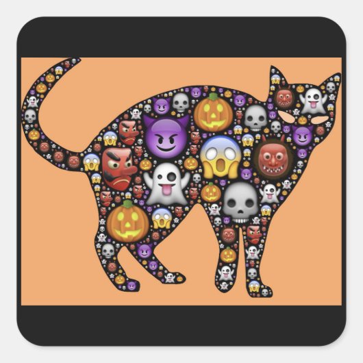 halloween emoji kattestickers vierkante sticker (Voorkant)
