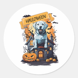 HALLOWEEN EN HOND RONDE STICKER