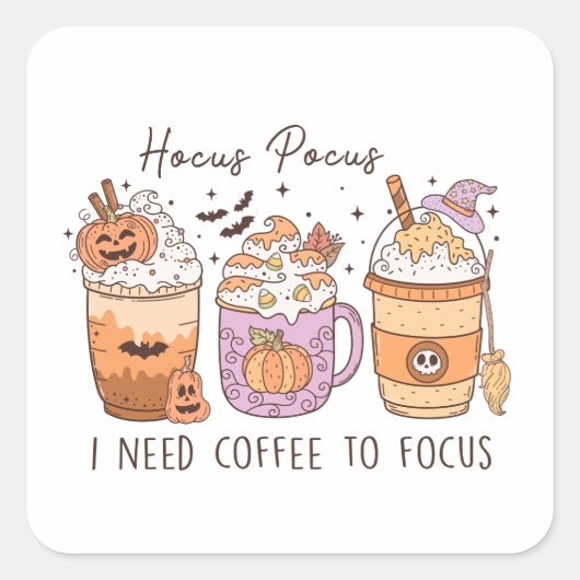 Halloween en koffie vierkante sticker (Voorkant)