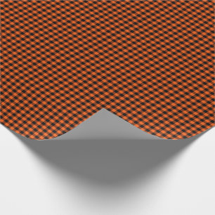 Halloween En vichy 01, Papier cadeau orange-noir