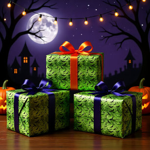 🦇 Halloween - eng 😱 toxisch groen Cadeaupapier