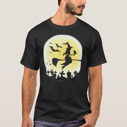 Halloween eng vliegend heks with Bats Essential T-shirt (Voorkant)