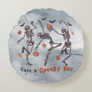 Halloween enge dag skelet 2-zijdige ronde kussen
