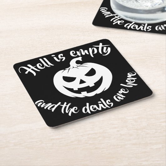 Halloween enge gezicht Jack-O-Lantern Custom Vierkante Kartonnen Onderzetter (Schuin)