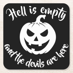 Halloween enge gezicht Jack-O-Lantern Custom Vierkante Kartonnen Onderzetter