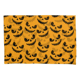 Halloween: enge gezichten,  stijl. kussensloop