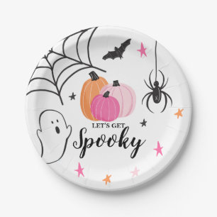 Halloween Enge Verjaardag Roze Pompoenen Papieren Bordje