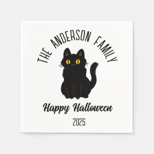 Halloween Enge Zwarte Kat Gepersonaliseerde Naam Servet