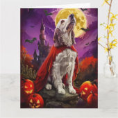 Halloween Engels Setter Vampire Pumpkins eng Kaart (Gele Bloem)