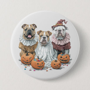 Halloween Engelse Bulldogs Pumpkin Ronde Button 7,6 Cm
