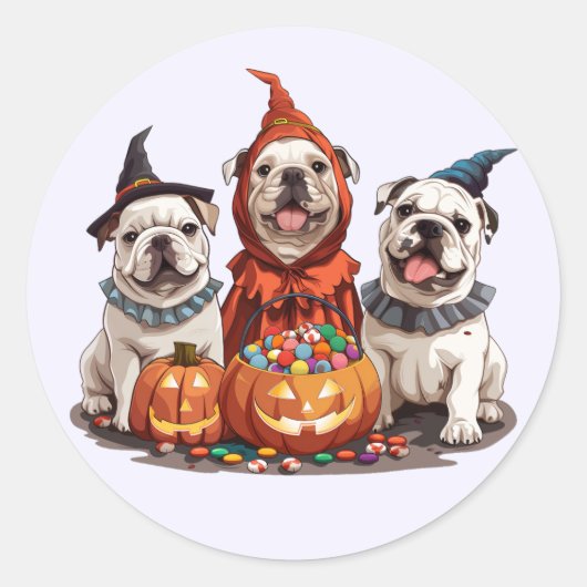 Halloween Engelse Bulldogs Pumpkin Ronde Sticker (Voorkant)