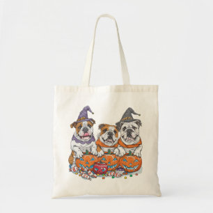 Halloween Engelse Bulldogs Pumpkin Tote Bag